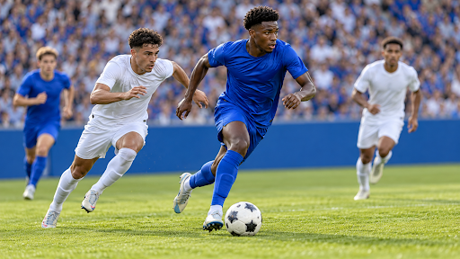 soccer-player-running-with-ball-and-opponent-chasing